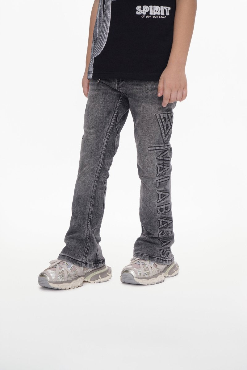 Kids Lore Grey Wash Stacked Jeans - Valabasas