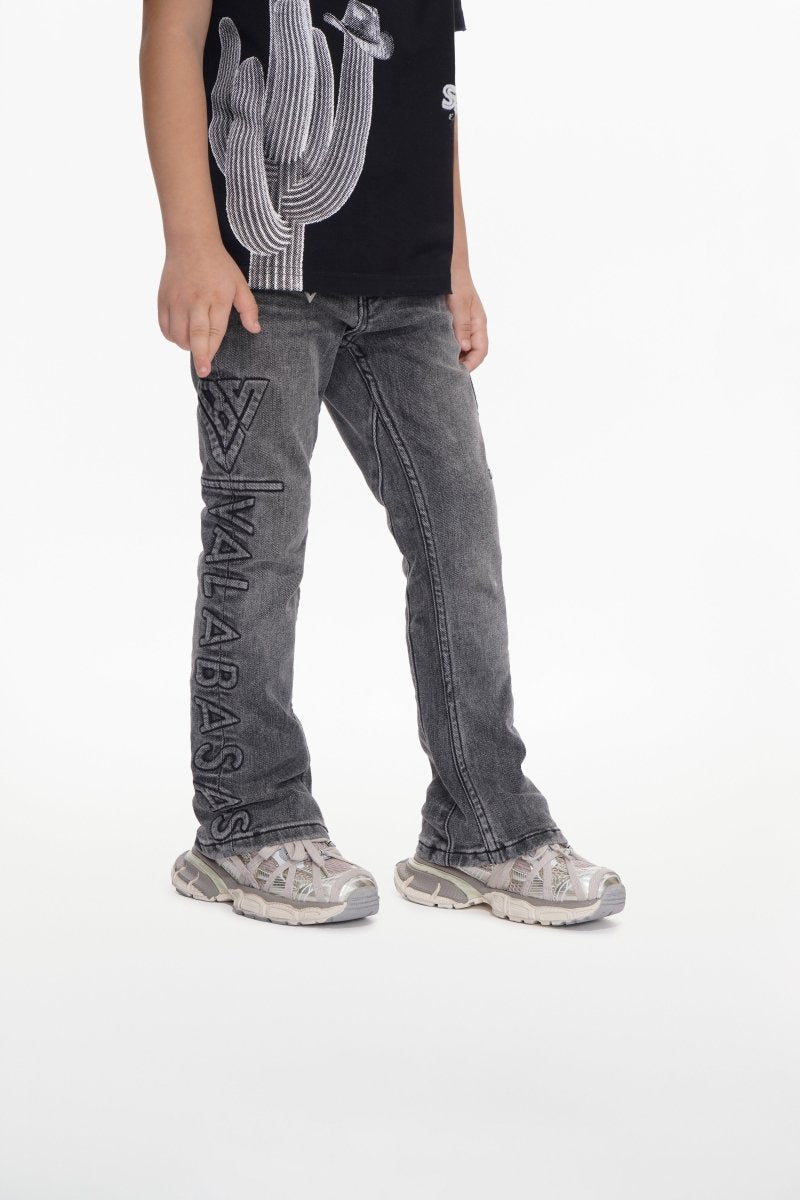 Kids Lore Grey Wash Stacked Jeans - Valabasas