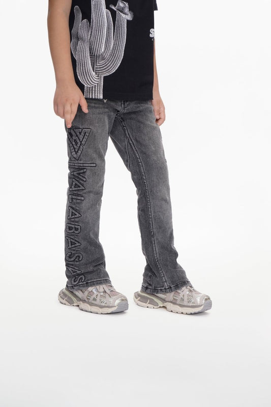 Kids Lore Grey Wash Stacked Jeans - Valabasas