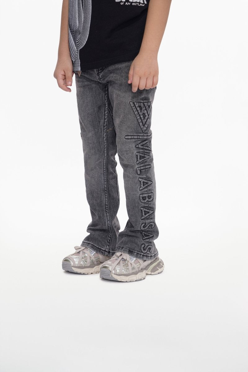 Kids Lore Grey Wash Stacked Jeans - Valabasas