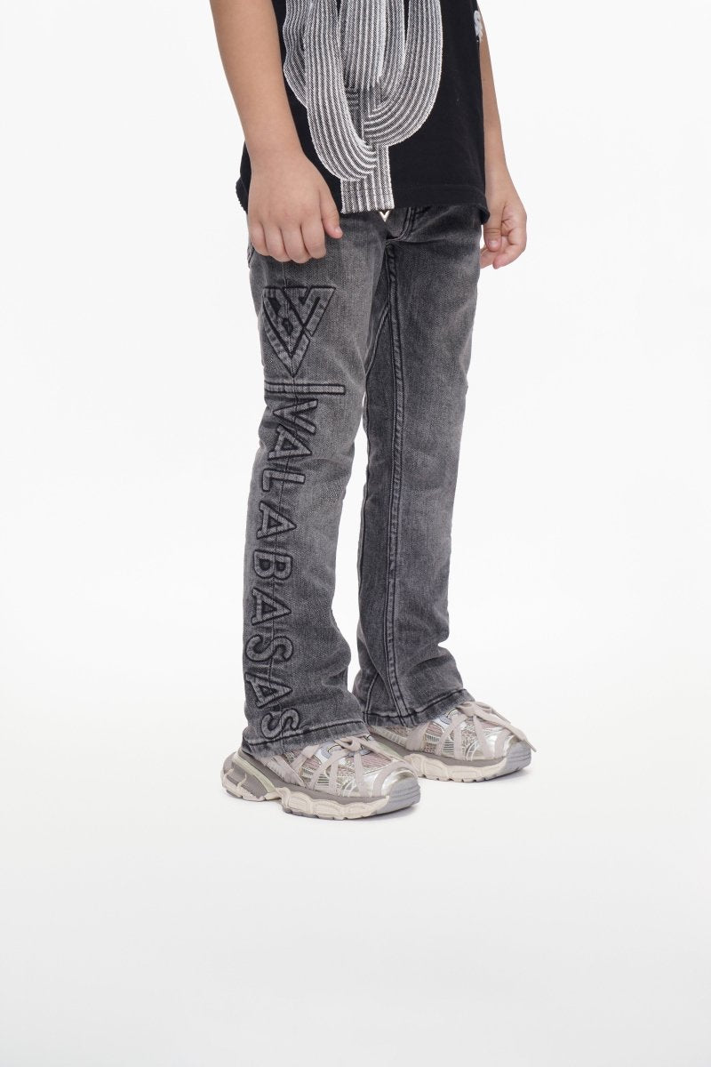 Kids Lore Grey Wash Stacked Jeans - Valabasas