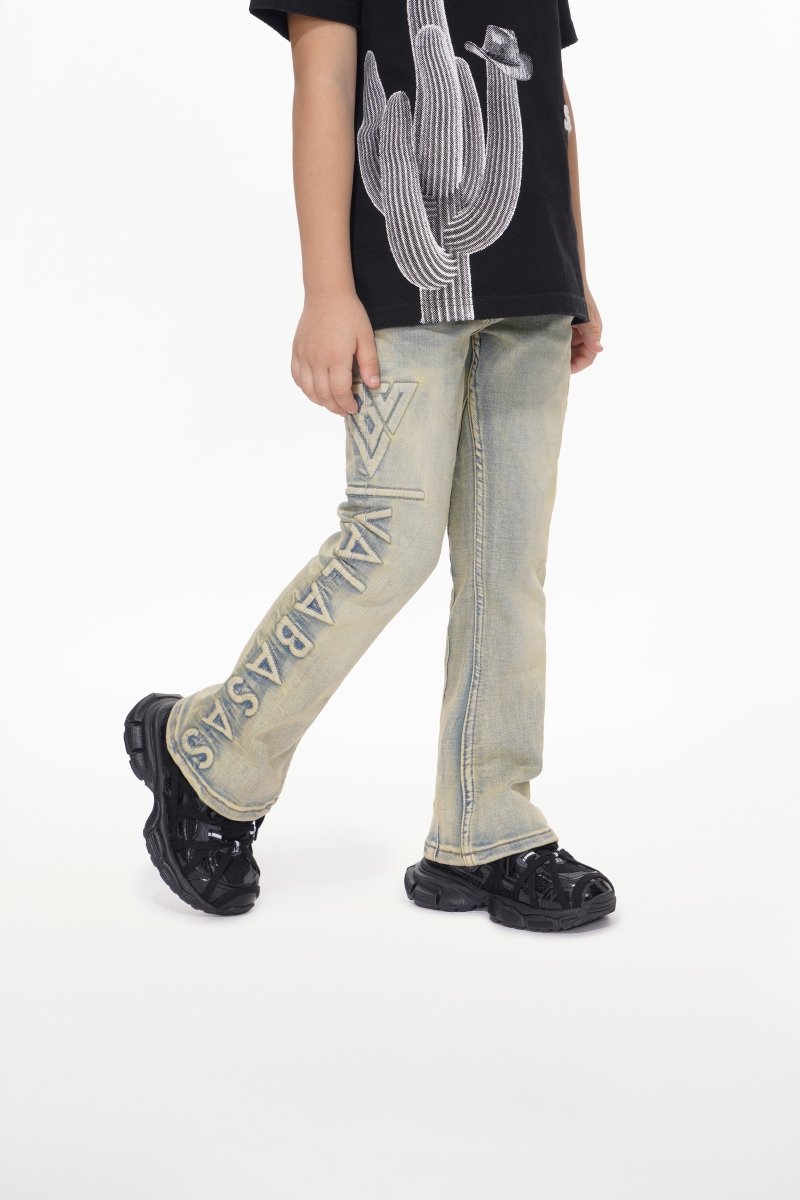 Kids Lore Light Vintage Blue Stacked Jeans - Valabasas