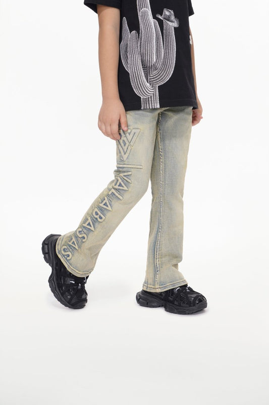 Kids Lore Light Vintage Blue Stacked Jeans - Valabasas