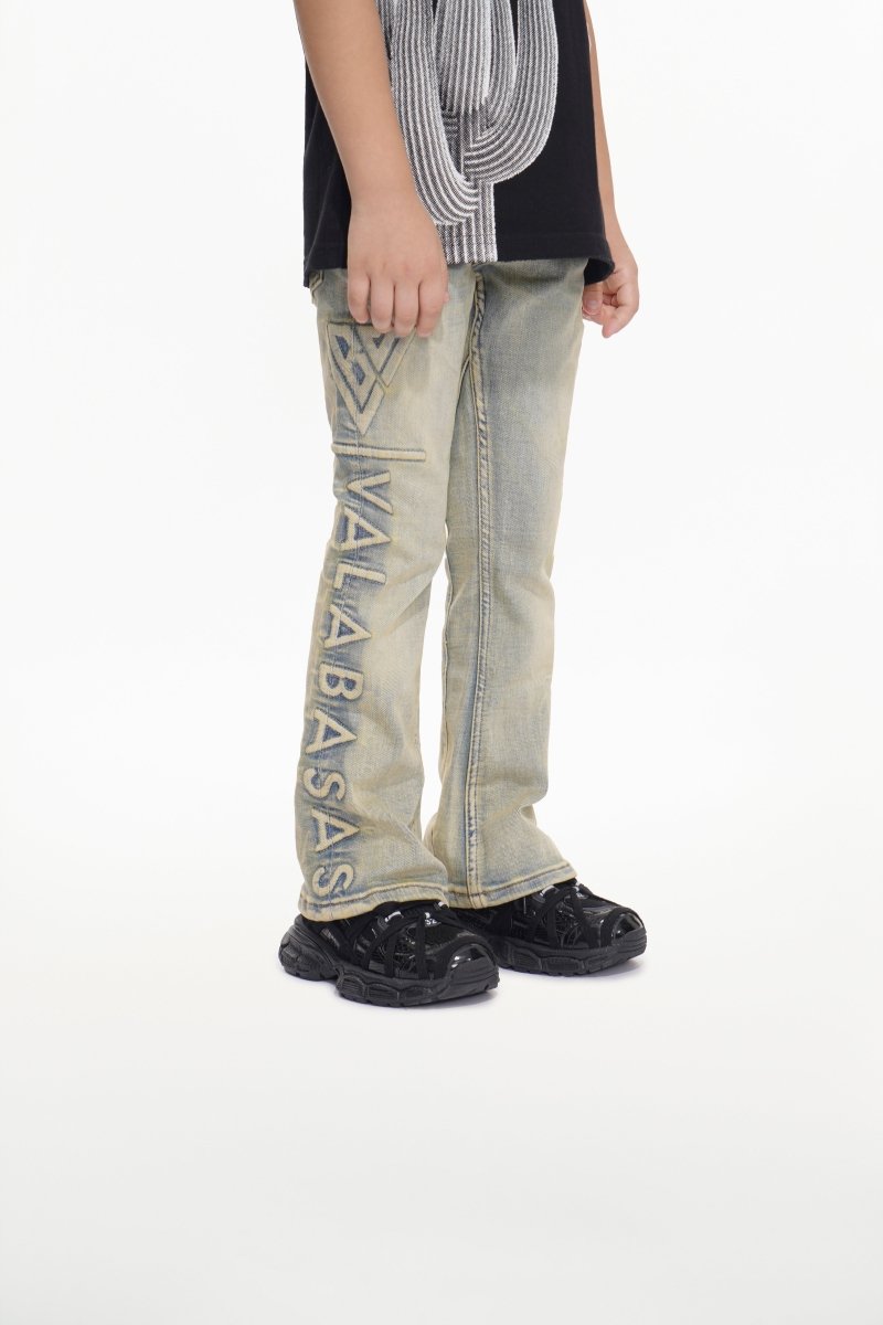Kids Lore Light Vintage Blue Stacked Jeans - Valabasas