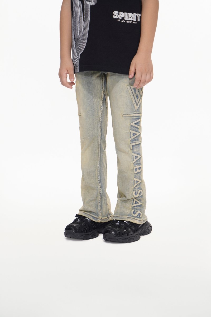 Kids Lore Light Vintage Blue Stacked Jeans - Valabasas