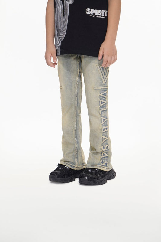 Kids Lore Light Vintage Blue Stacked Jeans - Valabasas