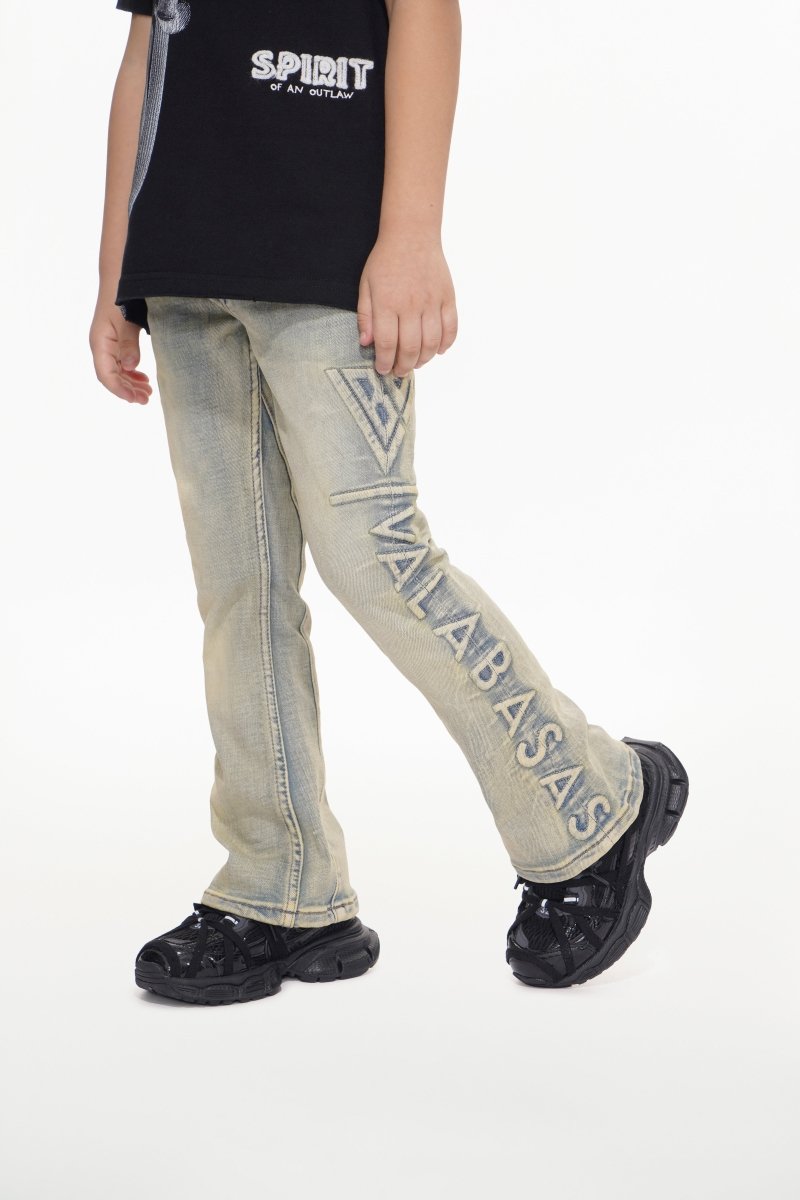 Kids Lore Light Vintage Blue Stacked Jeans - Valabasas
