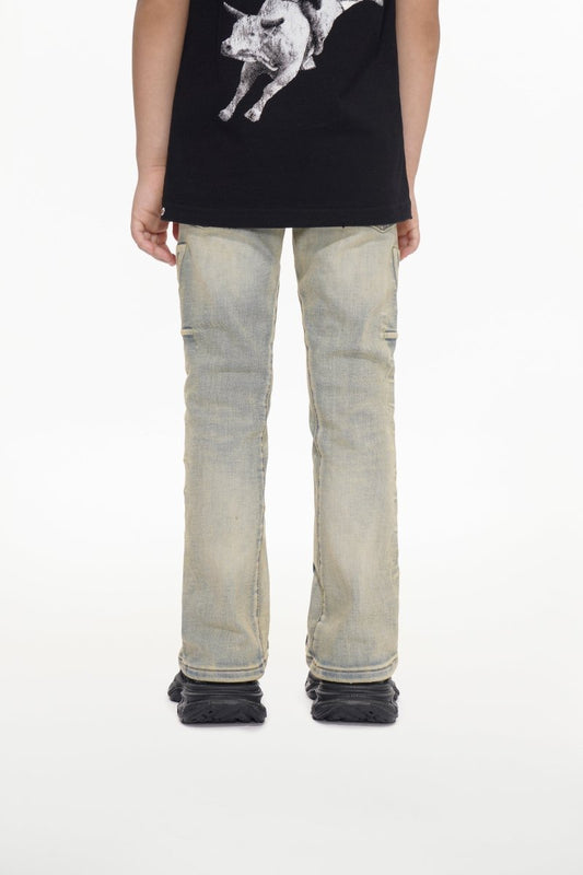 Kids Lore Light Vintage Blue Stacked Jeans - Valabasas