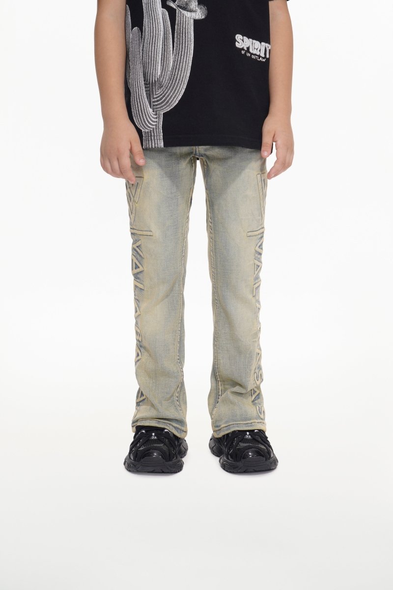 Kids Lore Light Vintage Blue Stacked Jeans - Valabasas