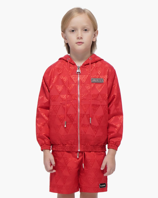 Kids Monogram 2.0 Red Windbreaker Jacket - Valabasas