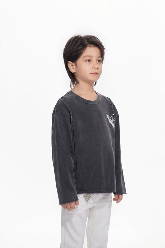 Kids Piece Sunfaded Black Tee - Valabasas