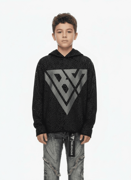 Kids Poppin Rhinestone Pullover Black - Valabasas