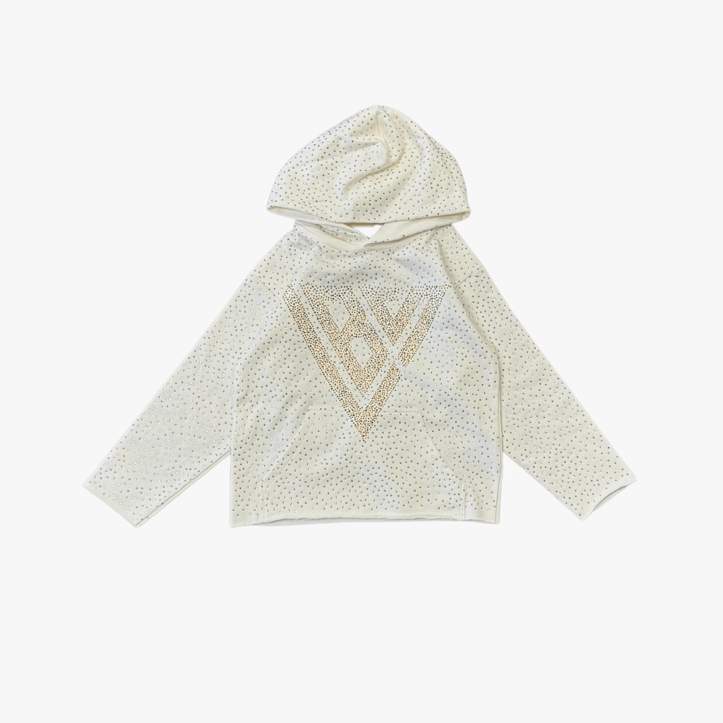 Kids Poppin Rhinestone Pullover White - Valabasas