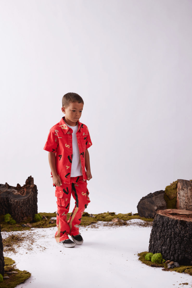 VPLAY WOVEN "PUZZLE” RED V CAMO