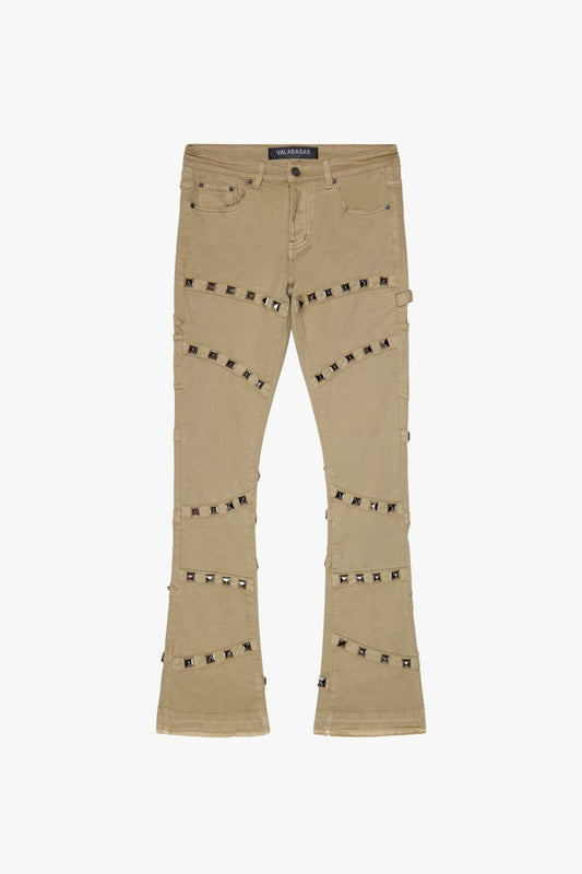 KIDS "PYGROS" DENIM STACKED LIGHT KHAKI - Valabasas