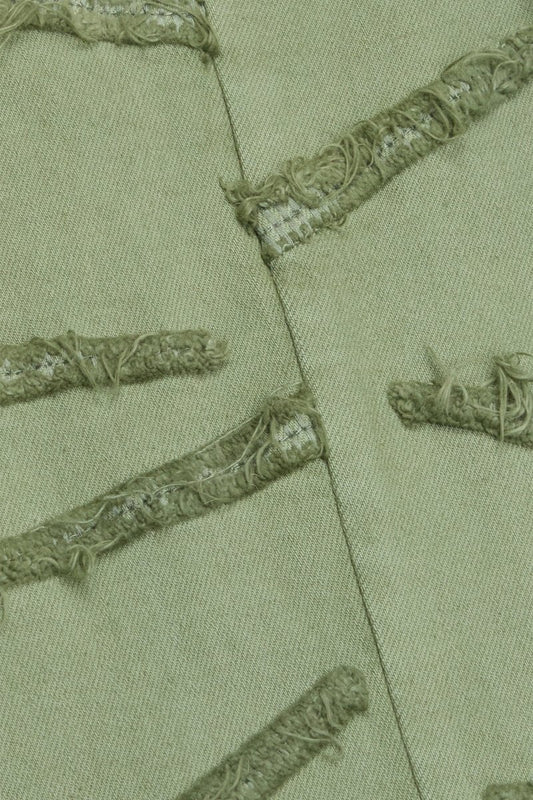 KIDS "SABER" DENIM STACKED OLIVE WASHED - Valabasas