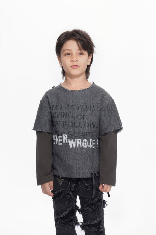 Kids Scripted Grey Tee - Valabasas