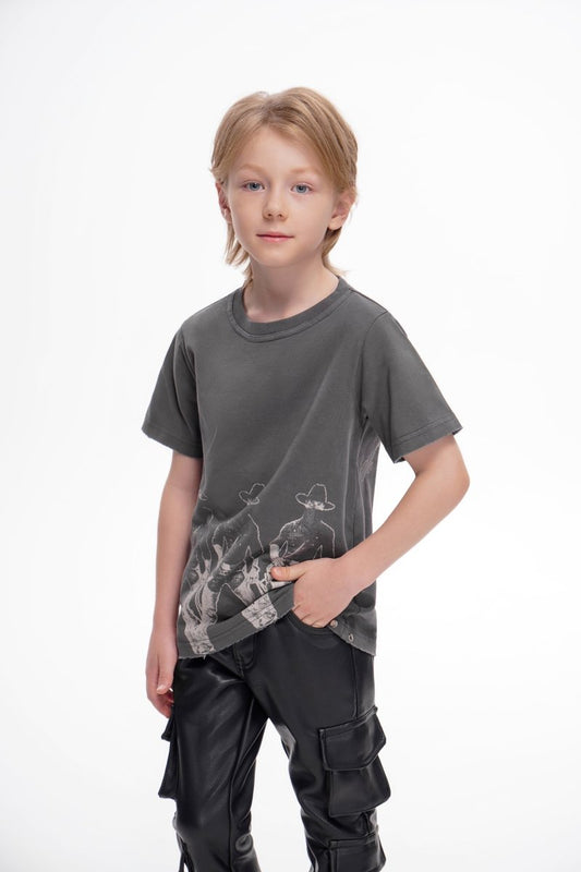 Kids Stay True Vintage Grey Tee - Valabasas
