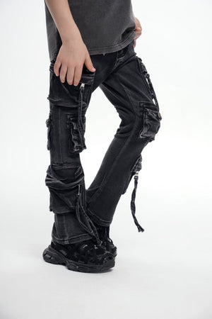 KIDS "DUAL SOLDIER" DENIM STACKED BLACK BLUE