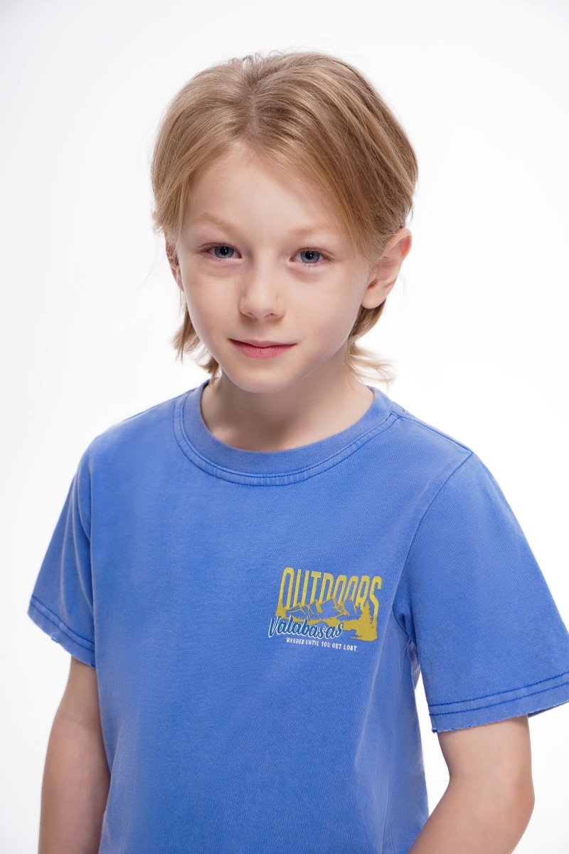 Kids The Outdoors Vintage Blue Tee - Valabasas