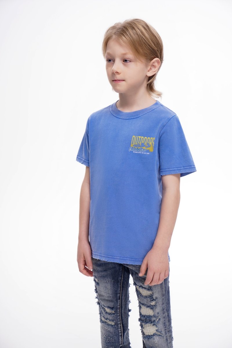 Kids The Outdoors Vintage Blue Tee - Valabasas