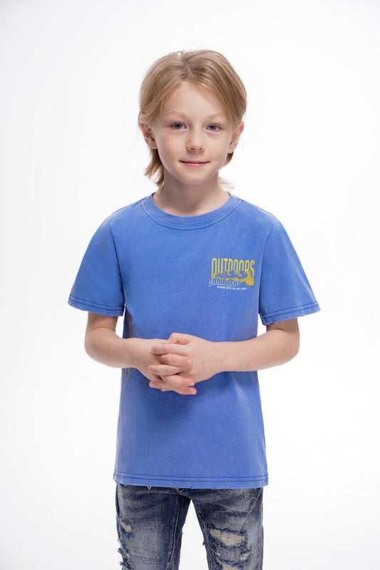 Kids The Outdoors Vintage Blue Tee - Valabasas