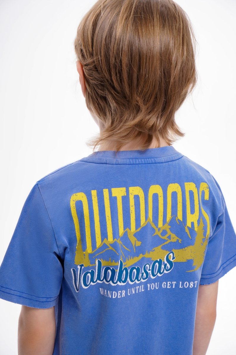 Kids The Outdoors Vintage Blue Tee - Valabasas