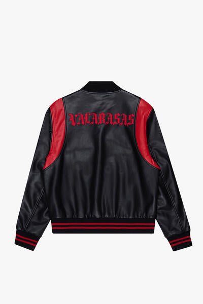 KIDS "UNAVERSITA" JACKET LEATHER BLACK/RED - Valabasas
