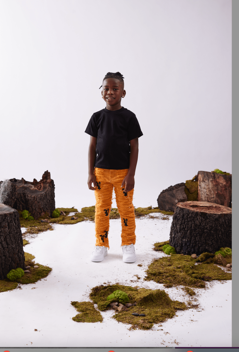 KIDS "V - IRONIC" STACKED JEAN ORANGE - Valabasas