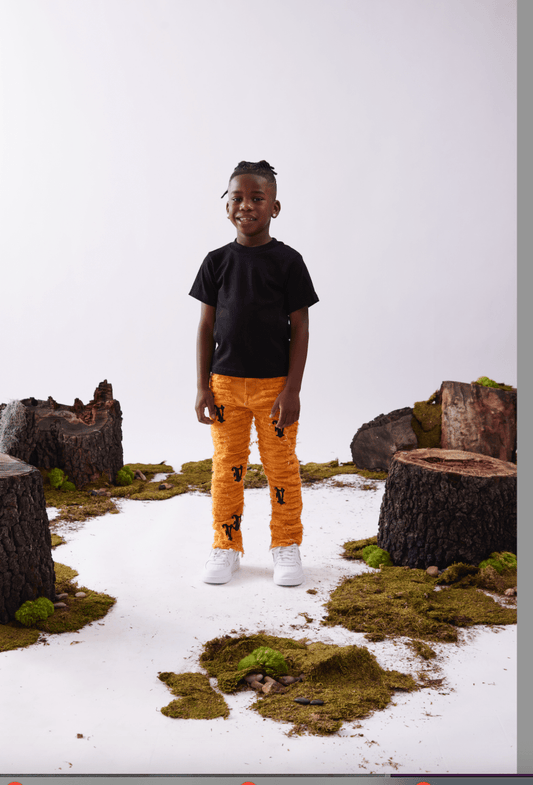 KIDS "V - IRONIC" STACKED JEAN ORANGE - Valabasas