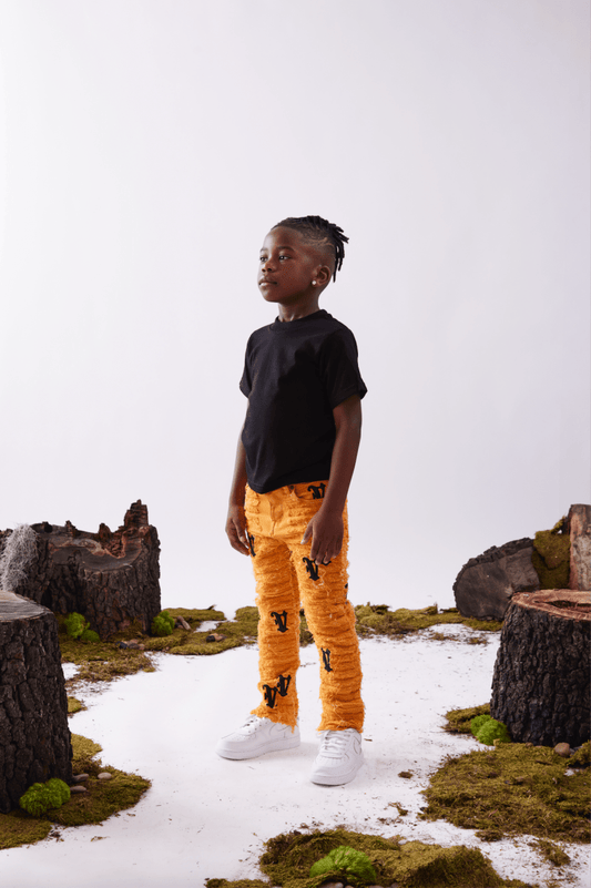 KIDS "V - IRONIC" STACKED JEAN ORANGE - Valabasas