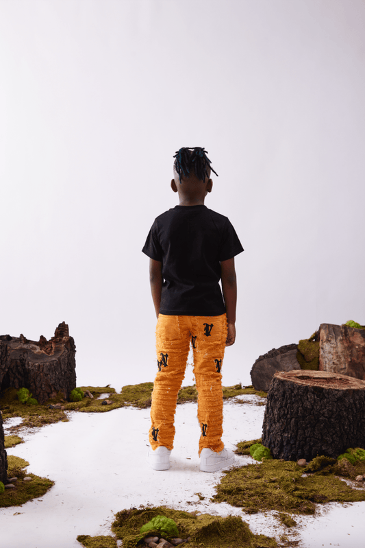 KIDS "V - IRONIC" STACKED JEAN ORANGE - Valabasas