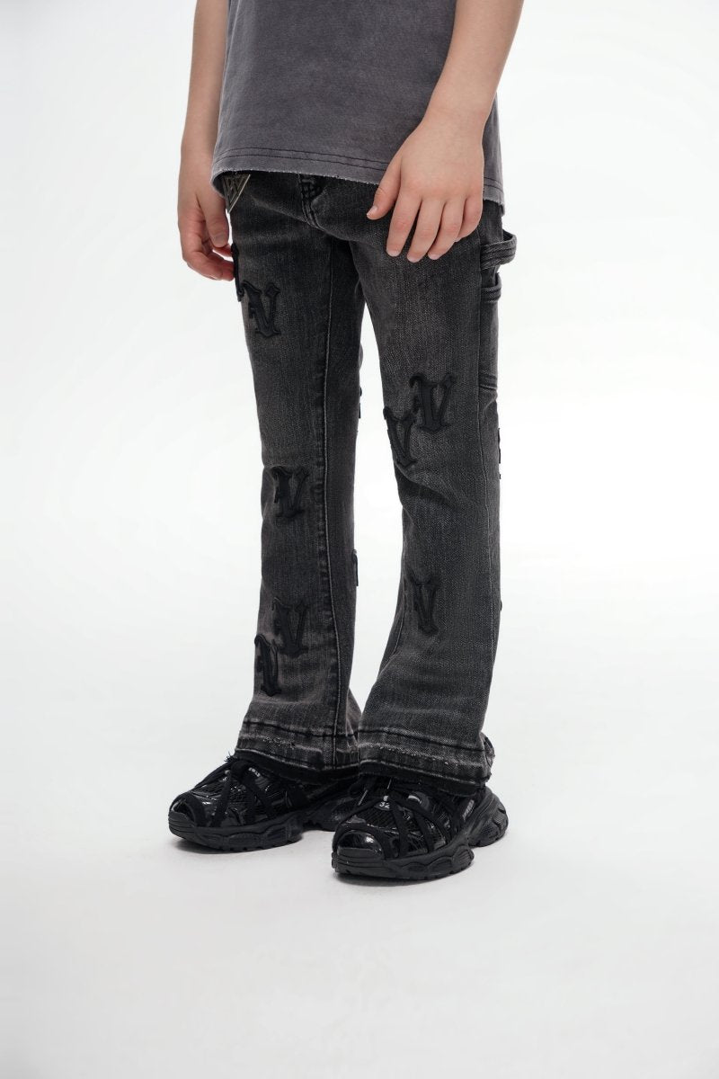 Kids V - Minimal Dk. Grey Wash Stacked - Valabasas