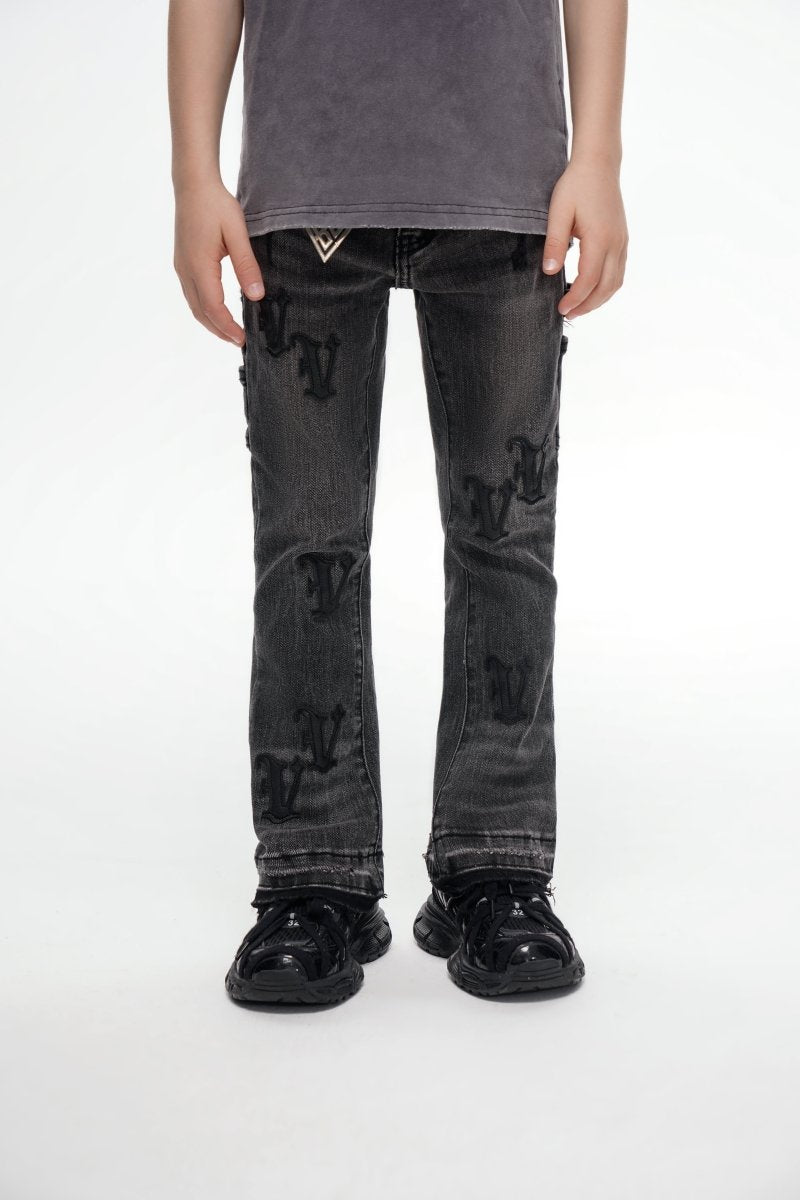 Kids V - Minimal Dk. Grey Wash Stacked - Valabasas