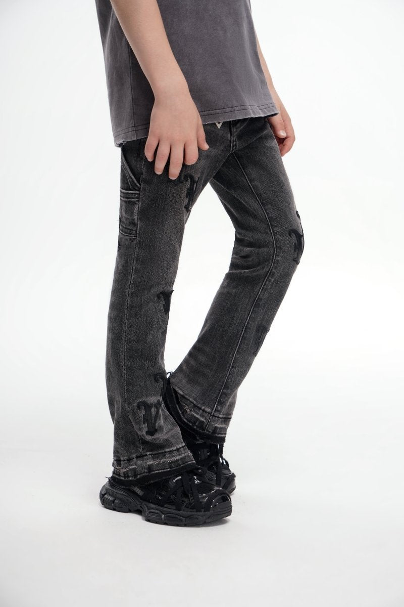 Kids V - Minimal Dk. Grey Wash Stacked - Valabasas