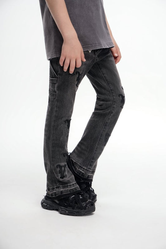 Kids V - Minimal Dk. Grey Wash Stacked - Valabasas