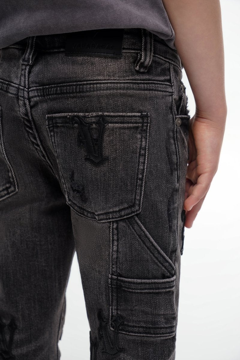 Kids V - Minimal Dk. Grey Wash Stacked - Valabasas