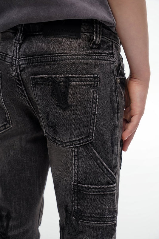 Kids V - Minimal Dk. Grey Wash Stacked - Valabasas