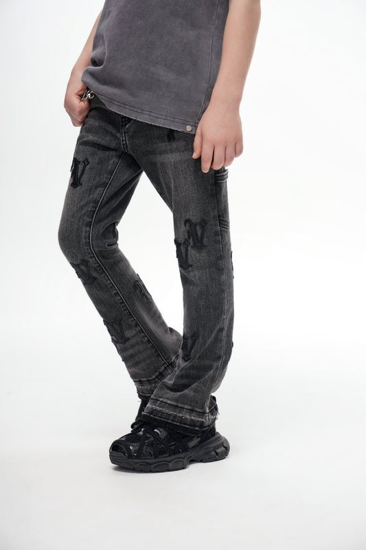 Kids V - Minimal Dk. Grey Wash Stacked - Valabasas