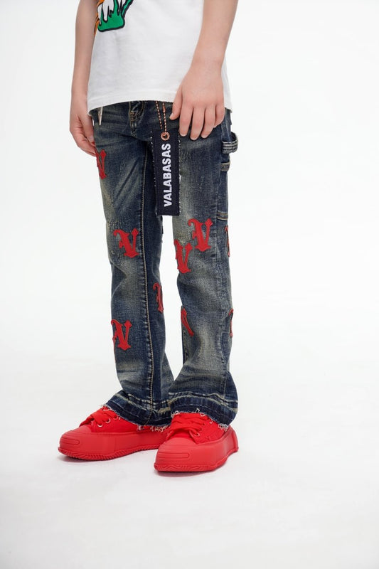 Kids V - Minimal Stacked Vintage Blue - Valabasas