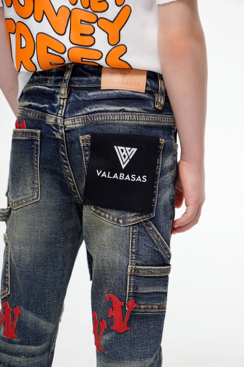 Kids V - Minimal Stacked Vintage Blue - Valabasas