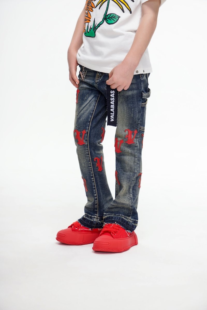 Kids V - Minimal Stacked Vintage Blue - Valabasas