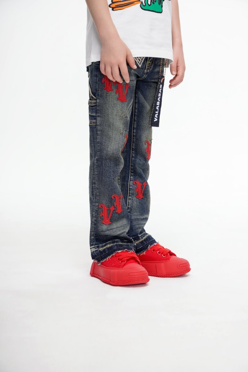 Kids V - Minimal Stacked Vintage Blue - Valabasas