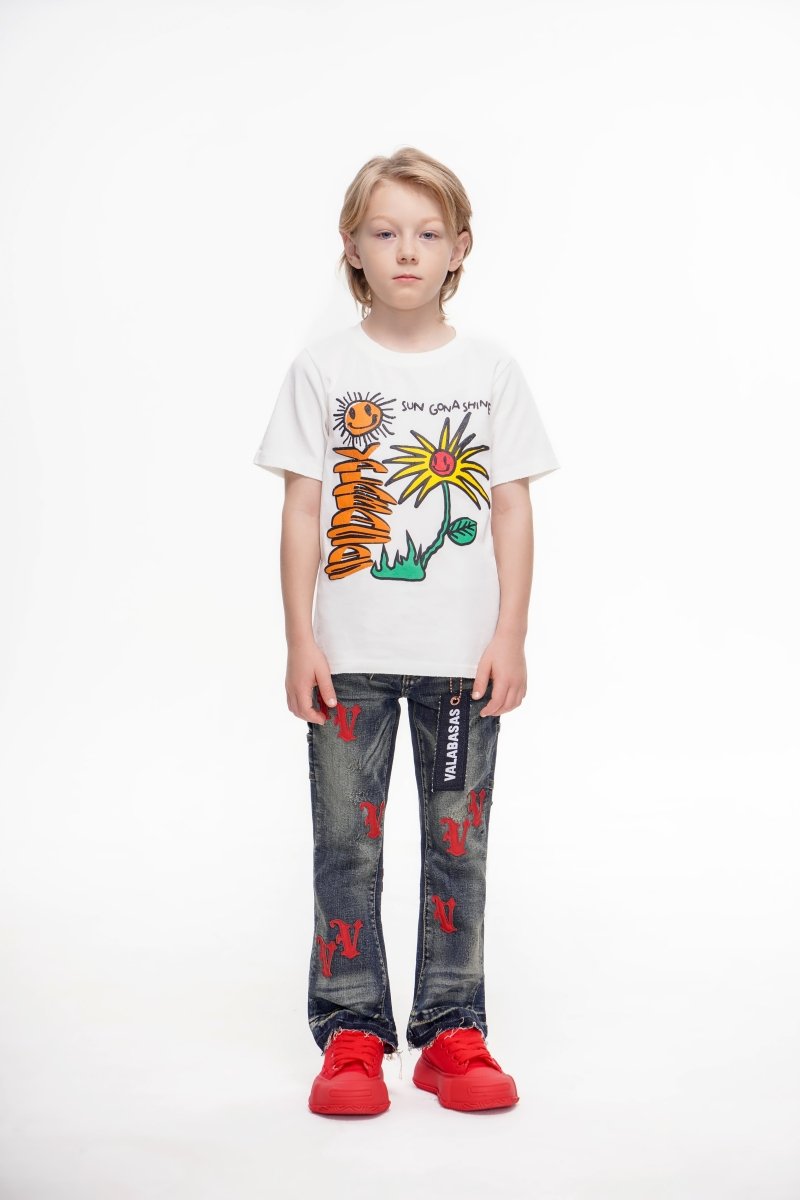 Kids V - Minimal Stacked Vintage Blue - Valabasas