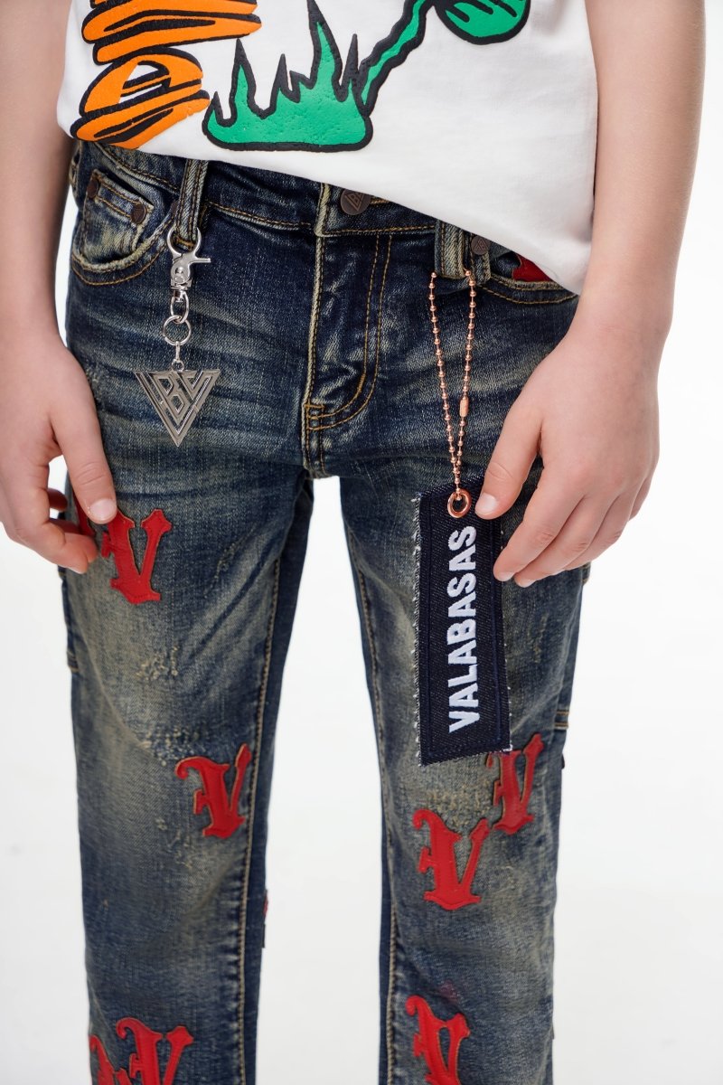 Kids V - Minimal Stacked Vintage Blue - Valabasas