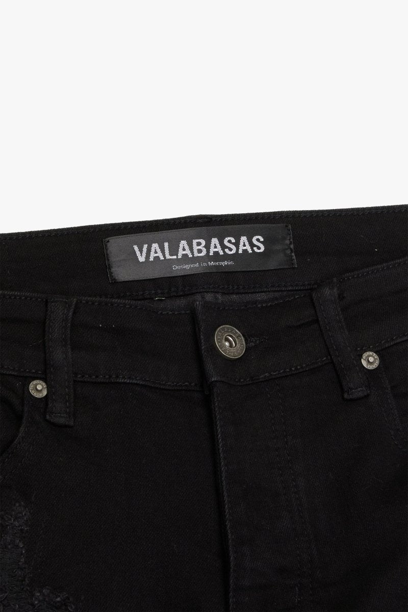 KIDS "ZERO" DENIM STACKED BLACK - Valabasas