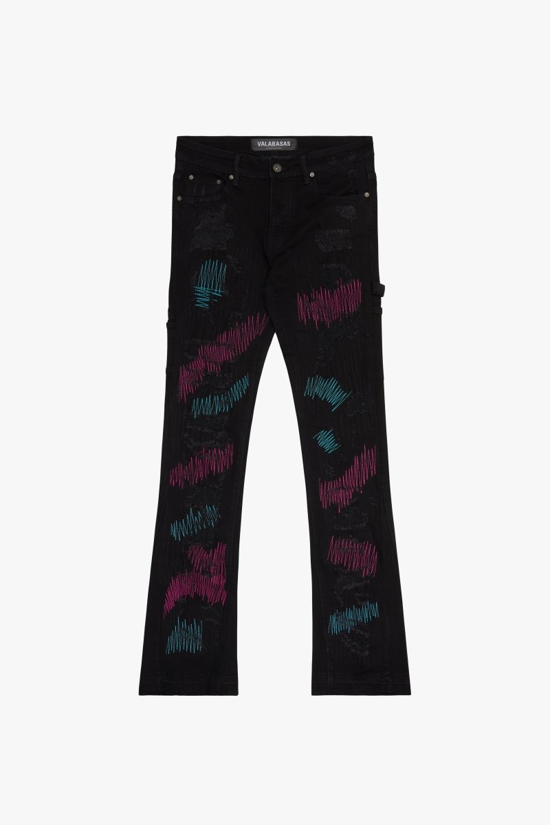 KIDS "ZERO" DENIM STACKED BLACK - Valabasas