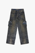 "KNEEBOARD" STONE WASH BAGGY DENIM JEAN
