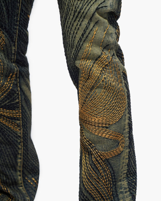 Knowledge Dark Vintage Wash Stacked Jeans - Valabasas