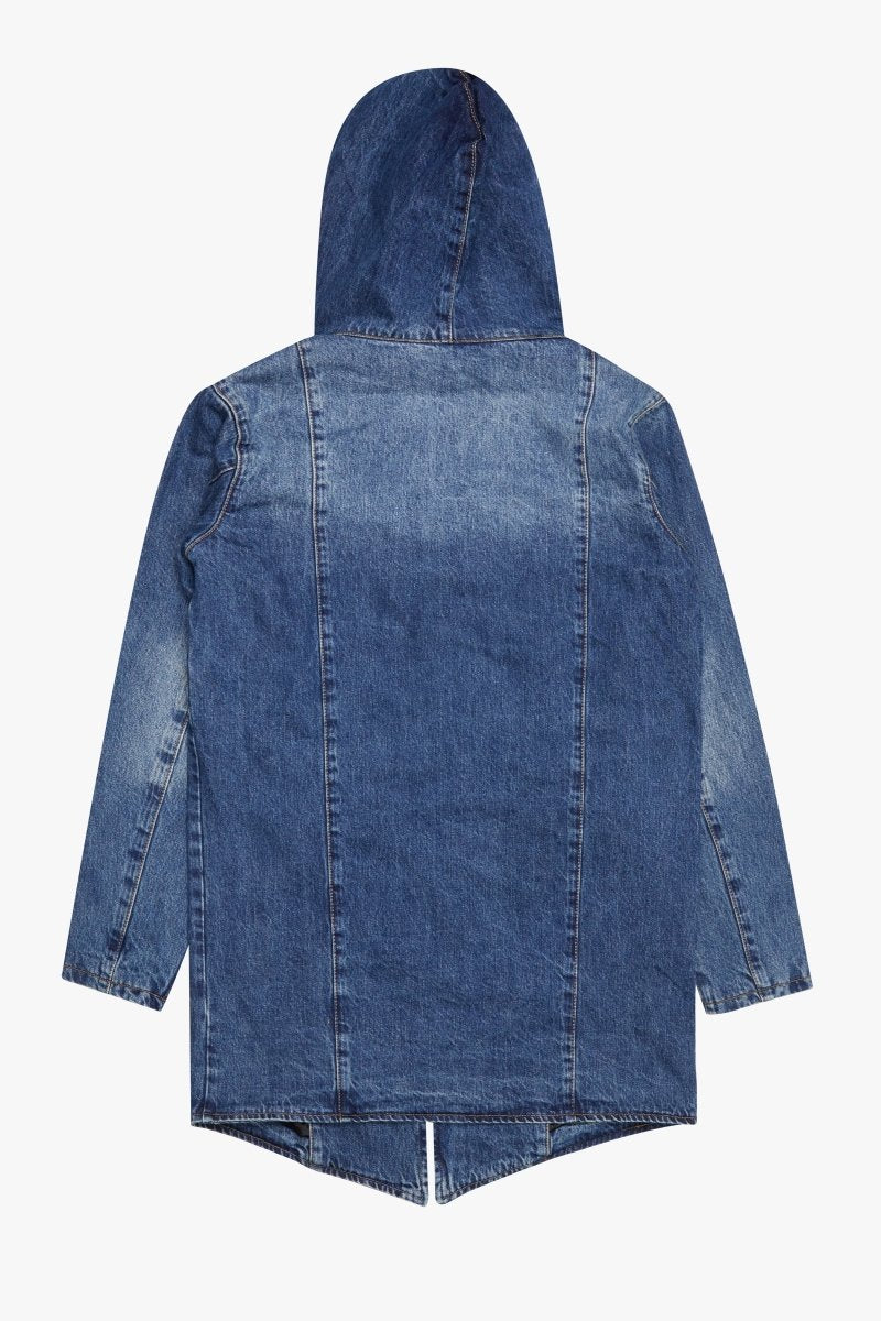 "KREED" DENIM TRENCHCOAT DARK BLUE - Valabasas